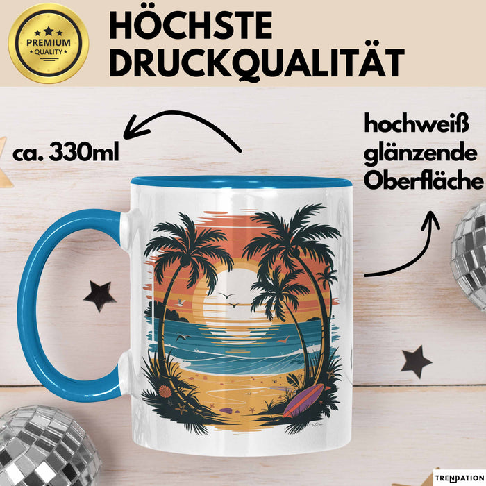 Sommerzeit Tasse Geschenkidee für Sonnenliebhaber Blau Trendation