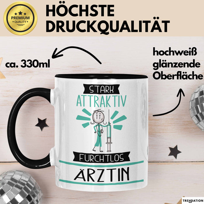 Ärztin Tasse Geschenk Becher Stark Attraktiv Furchtlos Ärztin Lustige Geschenkidee Trendation