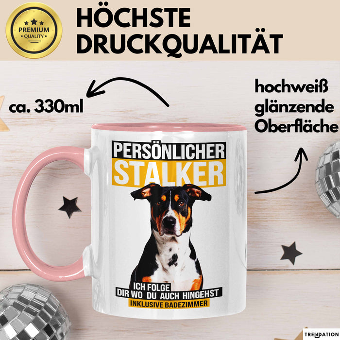 Appenzeller Sennenhund Hund Tasse Geschenk Lustige Geschenkidee Spruch Persönlicher Stalker Ich Folge Dir Wo Du Auch Hingehst Rosa Trendation