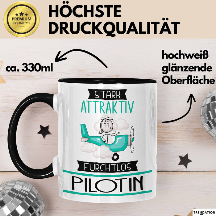 Pilotin Tasse Geschenk Becher Stark Attraktiv Furchtlos Pilotin Lustige Geschenkidee Trendation