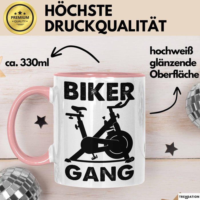Biker Gang Tasse Geschenk Cardio Zuhause Fitness-Bike Geschenkidee Becher Rosa Trendation