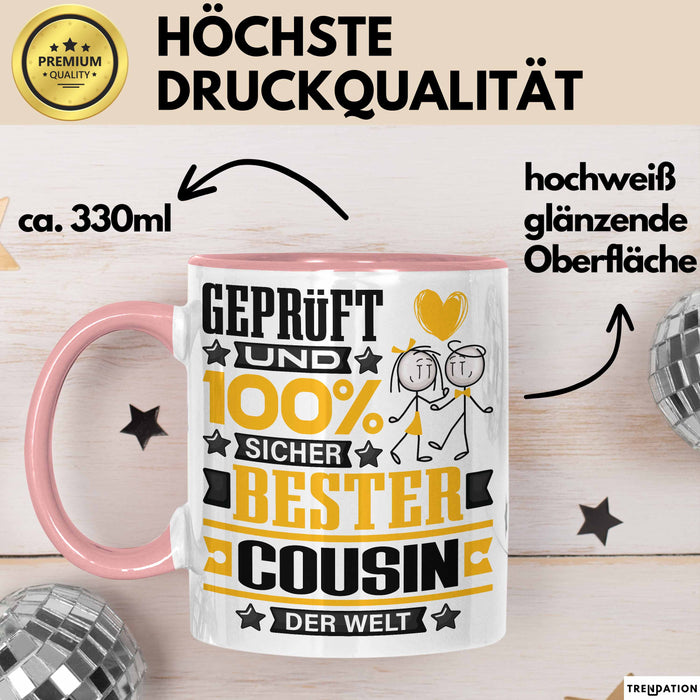 Cousin Geschenk Lustiger Spruch für Cousin Geschenkidee Bester Cousin Der Welt Rosa Trendation