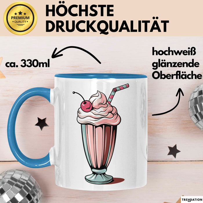 Milchshake Fan Tasse Geschenkidee Dessertgetränk Liebhaber Blau Trendation