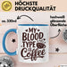 Kaffeeliebhaber Tasse Geschenk Lustige Geschenkidee Spruch Mein Bluttyp ist Kaffee Blau Trendation