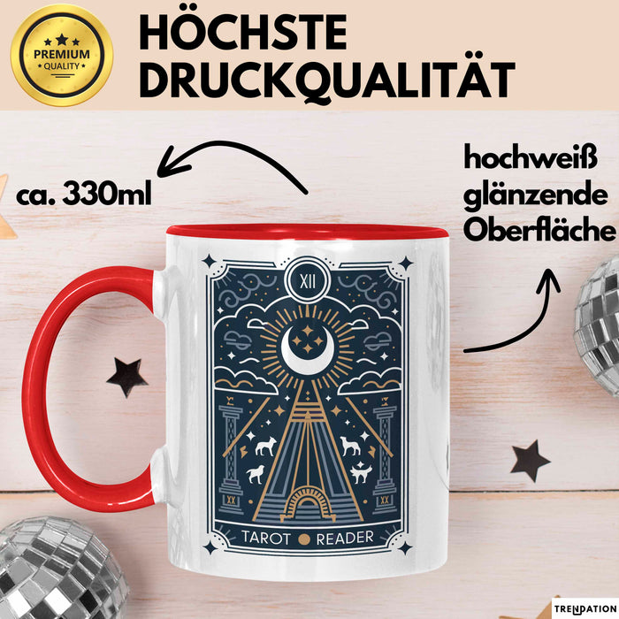 Tarotkartenleser Tasse Geschenkidee für mystische Sucher Rot Trendation