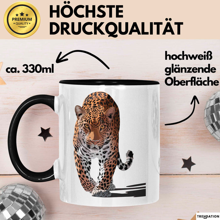Leopard Tier Tasse Geschenk Lustige Geschenkidee Spruch Schwarz Trendation