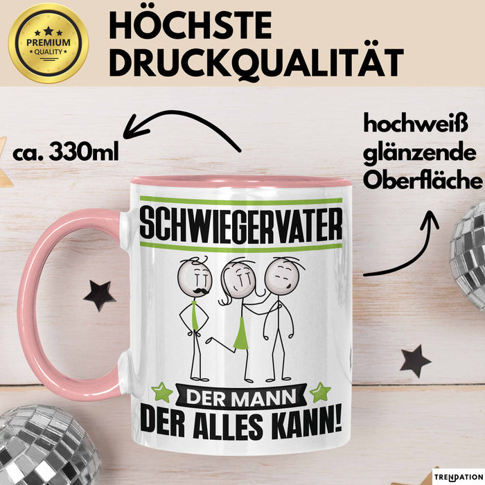 Schwiegervater Tasse Geschenk für Schwiegervater Der Mann Der Alles Kann Geschenkidee zum Geburtstag Rosa Trendation
