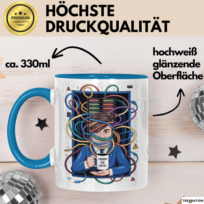 IT Administrator Tasse Geschenk Lustige Geschenkidee Spruch Für Netzwerk Helden Blau Trendation