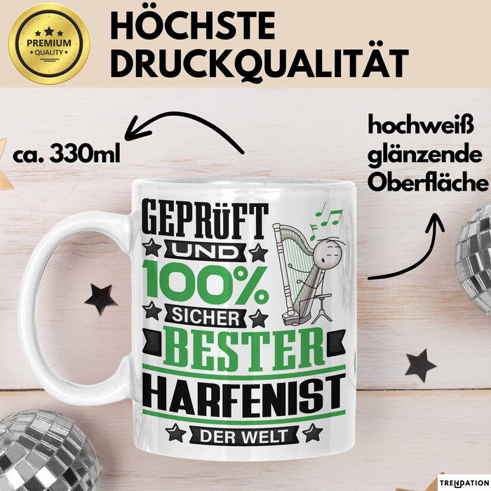 Harfenist Geschenk Lustiger Spruch für Harfenist Geschenkidee Bester Harfenist Der Welt Weiß Trendation