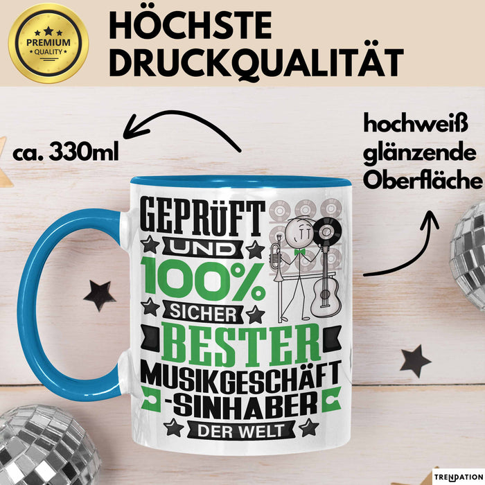 Musikgeschäftsinhaber Geschenk Lustiger Spruch für Musikgeschäftsinhaber Geschenkidee Bester Musikgeschäftsinhaber Der Welt Blau Trendation