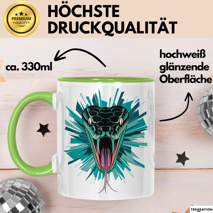 Reptil Schlange Tier Tasse Geschenk Lustige Geschenkidee Spruch Grün Trendation