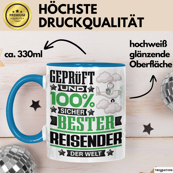 Reisender Geschenk Lustiger Spruch für Reisender Geschenkidee Bester Reisender Der Welt Blau Trendation