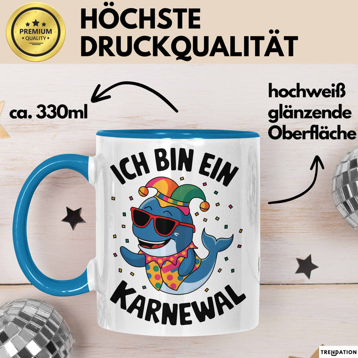 Kölner Karneval Tasse Geschenk Ich bin Karneval Fan Blau Trendation