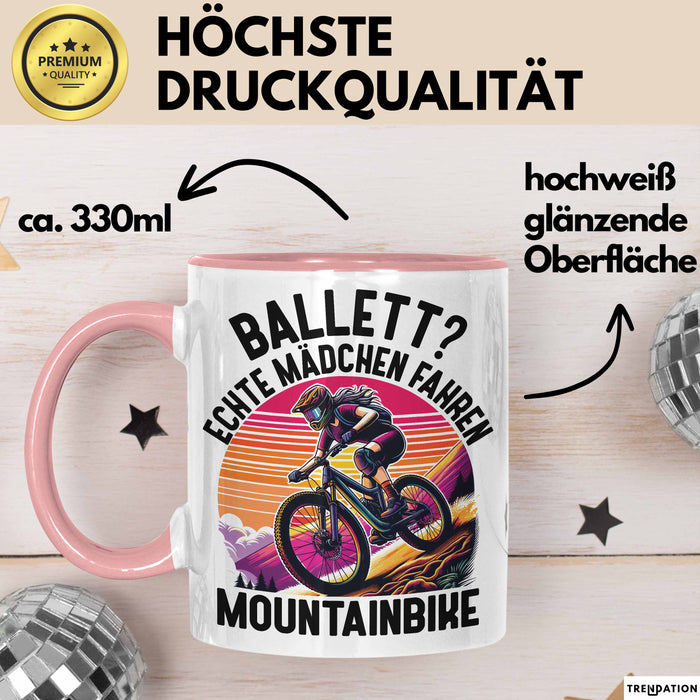 Mountainbikerin Tasse Geschenk Frauen Ballett Echte Mädchen Fahren Mountainbike Mtb Rosa Trendation