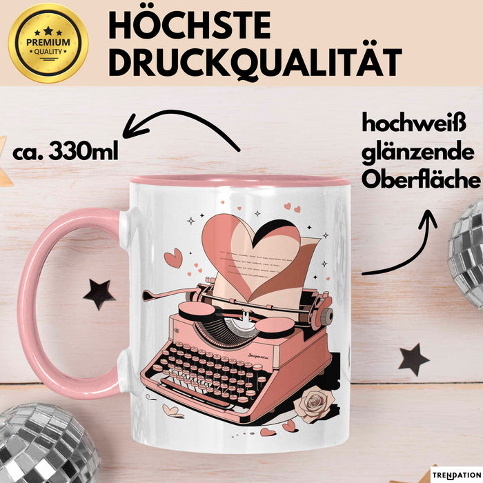 Liebesroman Autor Tasse Geschenkidee für Liebesgeschichte Rosa Trendation