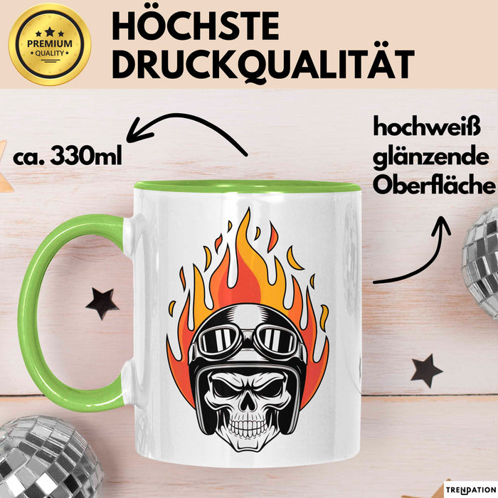 Motorradfahrer Tasse Geschenkidee Biker Lustiger Spruch Geschenkidee Lustig Grün Trendation