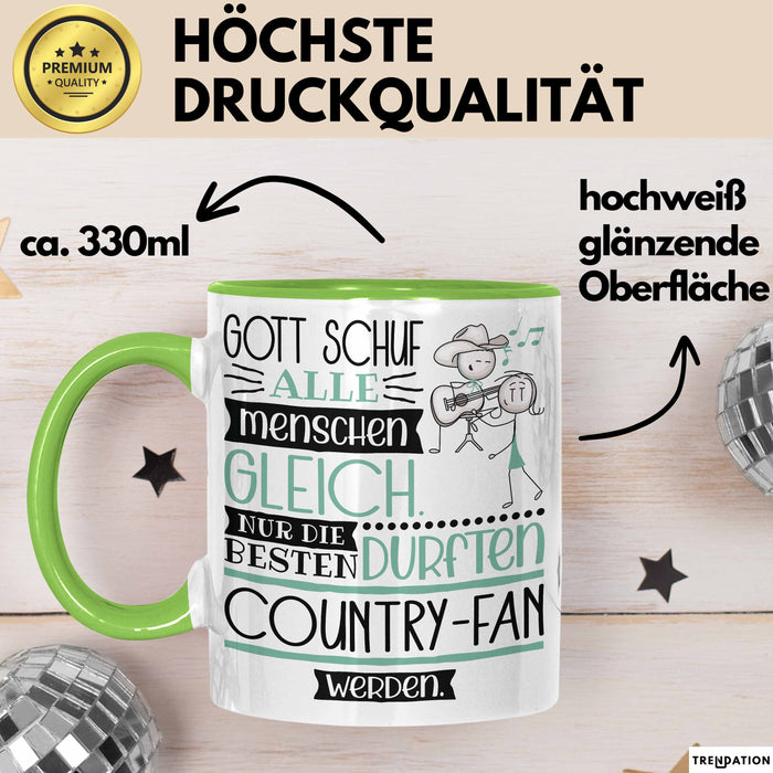 Country-Fan Geschenk Becher Tasse Gott Schuf Alle Menschen Gleich Nur Die Besten Durfeten Country-Fan Werden Geschenkidee Lustig Grün Trendation