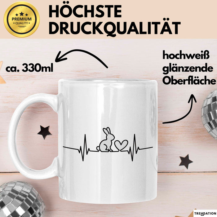 Kaninchen Hase Herzschlag Tasse Geschenk Lustige Geschenkidee Spruch Weiß Trendation