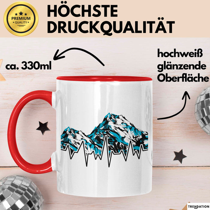 Ski Tasse Geschenk Grafik Skiberge Berge Becher Rot Trendation