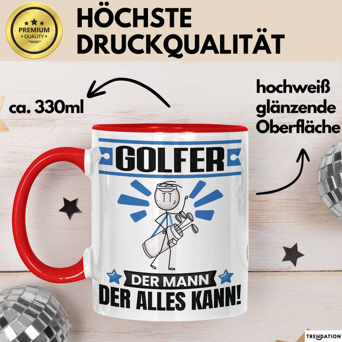 Golfer Tasse Geschenk für Golfer Der Mann Der Alles Kann Geschenkidee zum Geburtstag Rot Trendation