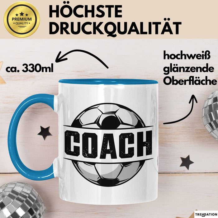 Fußballtrainer Fußballmannschaft Tasse Geschenk Lustige Geschenkidee Spruch Football Trainer Blau Trendation