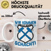 Aue im Erzgebirge Tasse Wir Kommen Aus Dem Schacht Steine Klopfen Kaffee-Becher Geschenkidee Geschenk Weiß Trendation