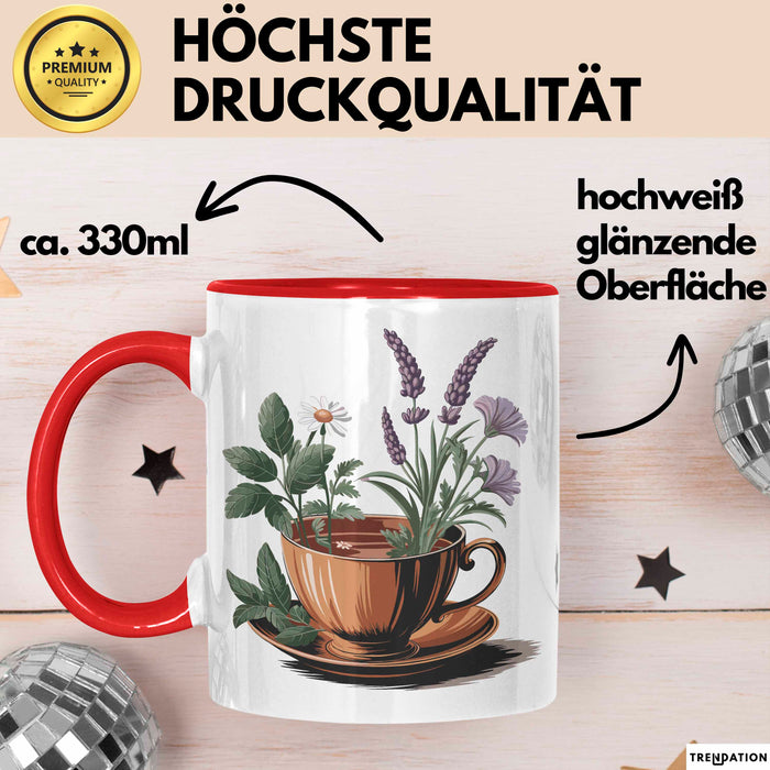 Kräutertee Fan Tasse Geschenkidee für Teezeit Liebhaber Rot Trendation