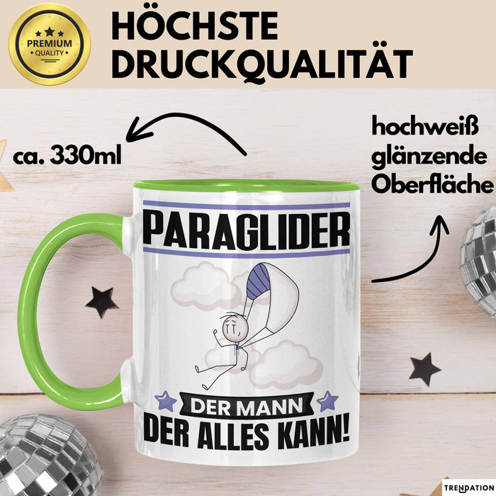 Paraglider Tasse Geschenk für Paraglider Der Mann Der Alles Kann Geschenkidee zum Geburtstag Grün Trendation