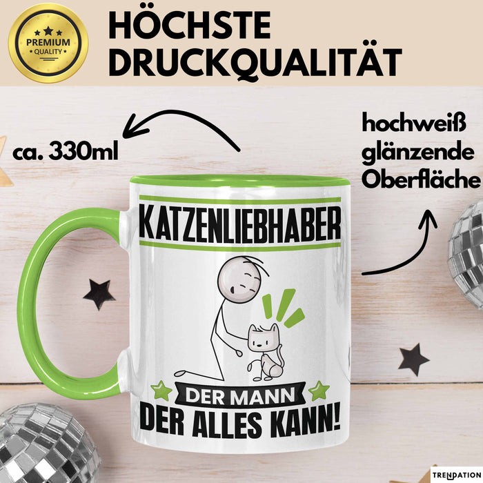 Katzenliebhaber Tasse Geschenk für Katzenliebhaber Der Mann Der Alles Kann Geschenkidee zum Geburtstag Grün Trendation
