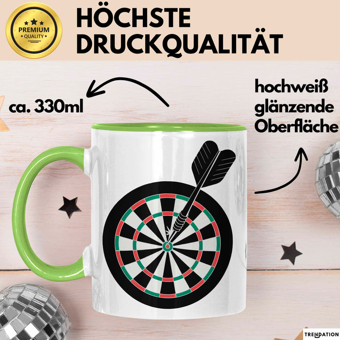 Darts Spieler Tasse Geschenkidee Bullseye Champion Lustiger Geschenkidee Lustig Grün Trendation
