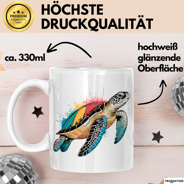 Schildkröte Tierliebhaber Tasse Geschenk Lustige Geschenkidee Spruch Weiß Trendation