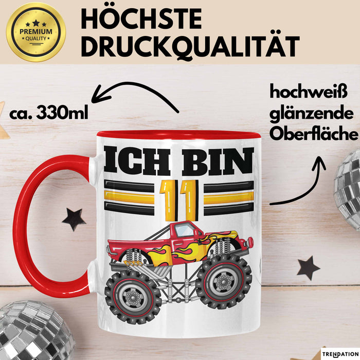 11. Geburtstag Geschenk Tasse Becher Jungs Trucks Geburtstagsgeschenk Ich Bin 11 Rot Trendation