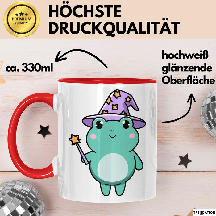 Frosch Tier Zauberer Tasse Geschenk Lustige Geschenkidee Spruch Rot Trendation