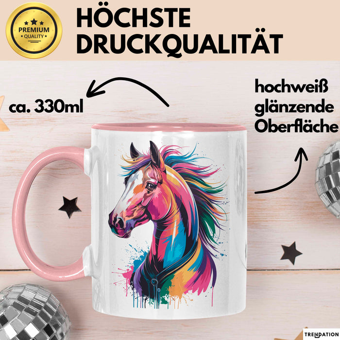 Pferd Tier Liebhaber Tasse Becher Geschenk Lustige Geschenkidee Spruch Rosa Trendation