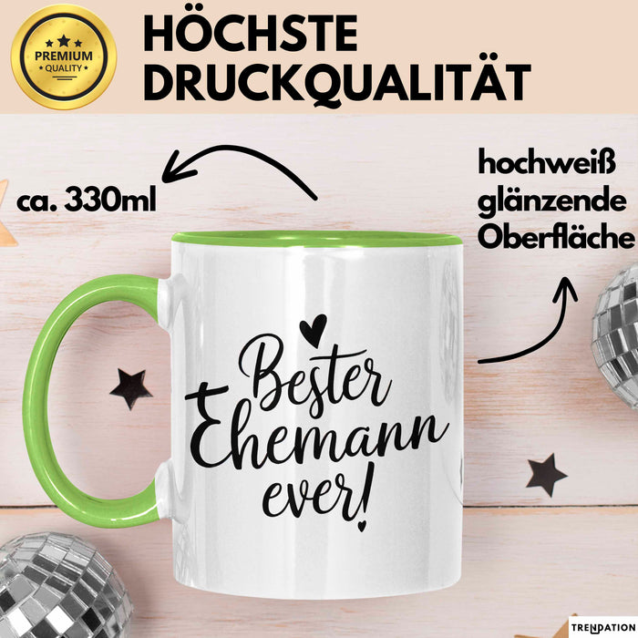 Guter Ehemann Verheiratete Männer Jungen Tasse Becher Geschenk Lustige Geschenkidee Spruch Bester Ehemann Ever Grün Trendation