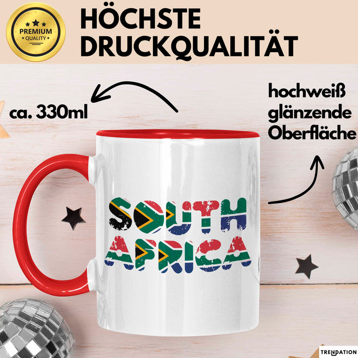 Südafrika Flagge Südafrikanisch Tasse Geschenk Lustige Geschenkidee Spruch Rot Trendation