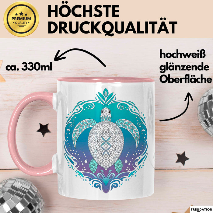 Schildkröte Tierliebhaber Tasse Geschenk Lustige Geschenkidee Spruch Schildkröten Mandala Rosa Trendation