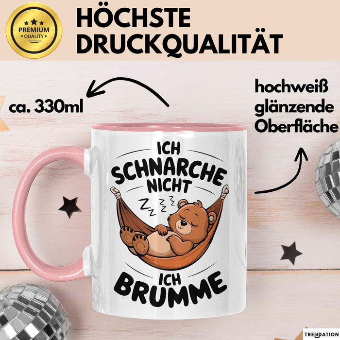 Schlafendes Bier Tasse Geschenk Lustige Geschenkidee Spruch Ich Schnarche Nicht Ich Brumme Rosa Trendation