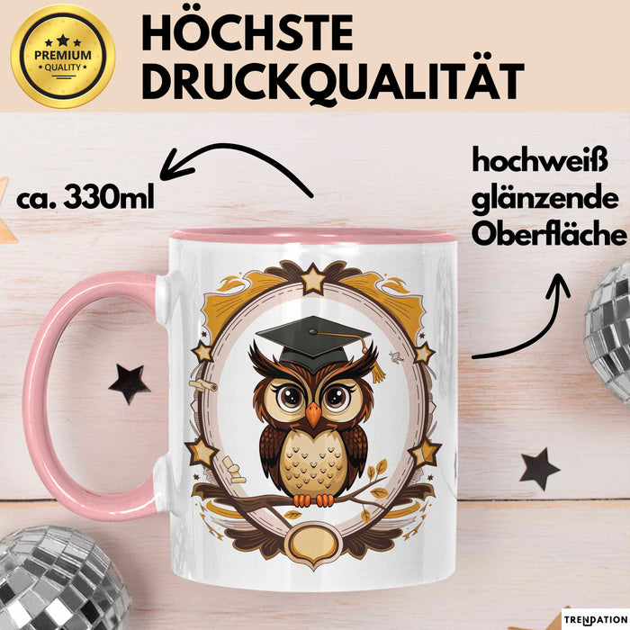 Eulenliebhaber Tasse Geschenkidee für Nachtwesen Fans Rosa Trendation