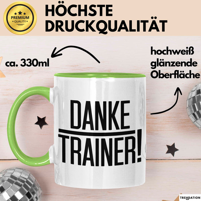 Fußballtrainer Fußballteam Tasse Geschenk Lustige Geschenkidee Spruch Danke Trainer Grün Trendation