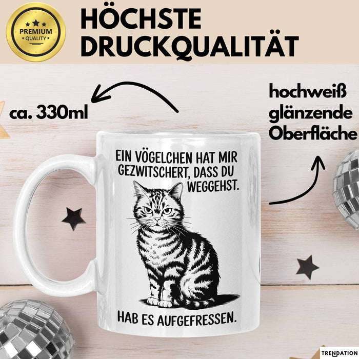 Büroarbeit Kollege Tasse Geschenk Lustige Geschenkidee Spruch Ein Vögelchen Hat Mir Gezwitschert Dass Du Weggehst Hab Es Aufgefressen Weiß Trendation