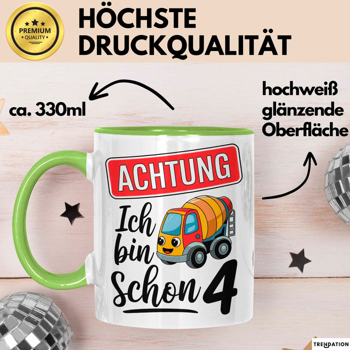 4. Geburtstag Tasse Geschenk Ich bin schon 4 Geschenkidee Geschenkidee Lustig Grün Trendation