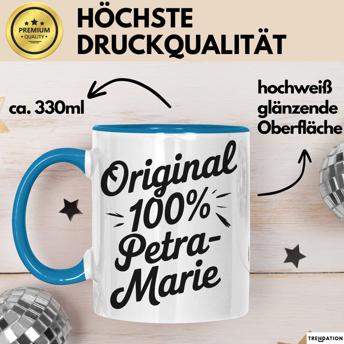 Petra-Marie Tasse Geschenk Original 100% Petra-Marie Geschenkidee Geburtstag Blau Trendation