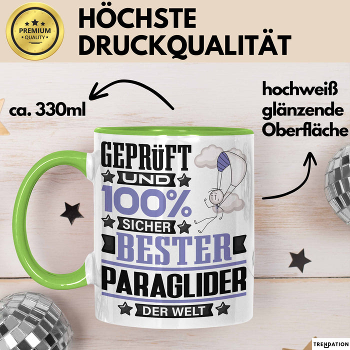 Paraglider Geschenk Lustiger Spruch für Paraglider Geschenkidee Bester Paraglider Der Welt Grün Trendation