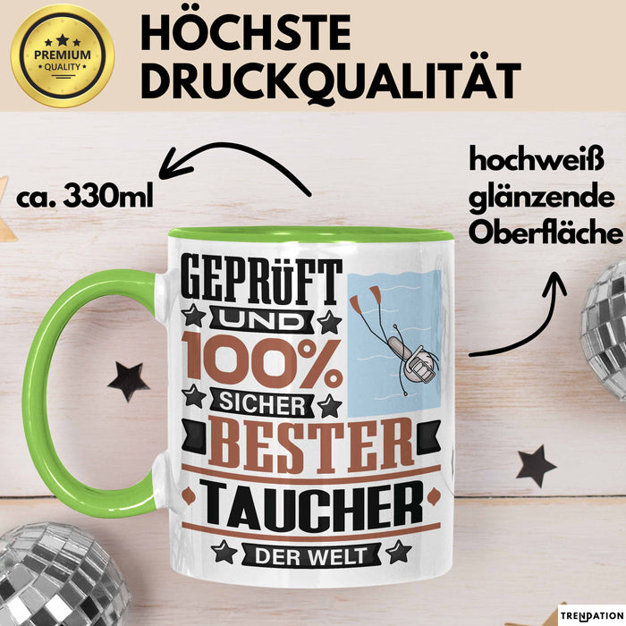 Taucher Geschenk Lustiger Spruch für Taucher Geschenkidee Bester Taucher Der Welt Grün Trendation