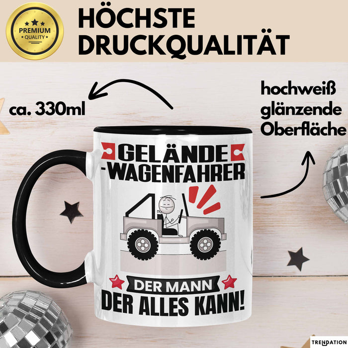 Geländewagenfahrer Tasse Geschenk für Geländewagenfahrer Der Mann Der Alles Kann Geschenkidee zum Geburtstag Schwarz Trendation
