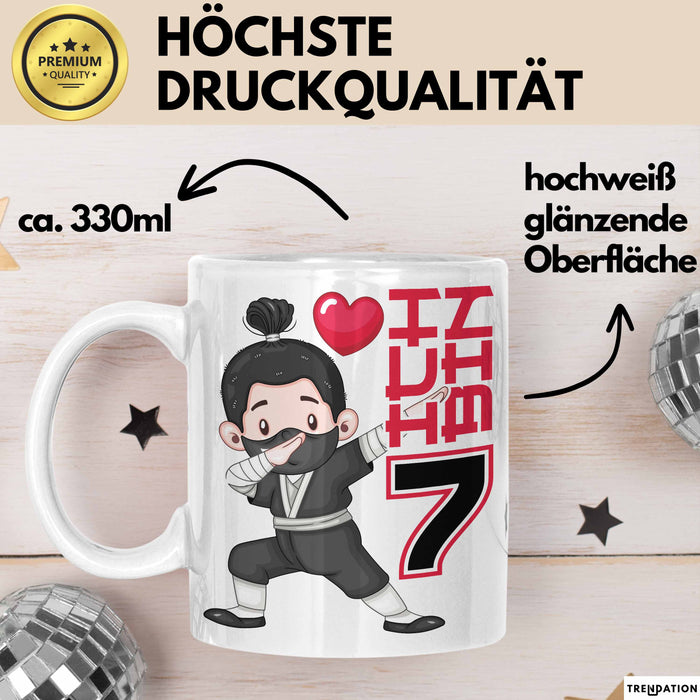 Kinder Tasse Geschenk Ich Bin 7 Ninja Herz Spruch Lustiger Becher Weiß Trendation