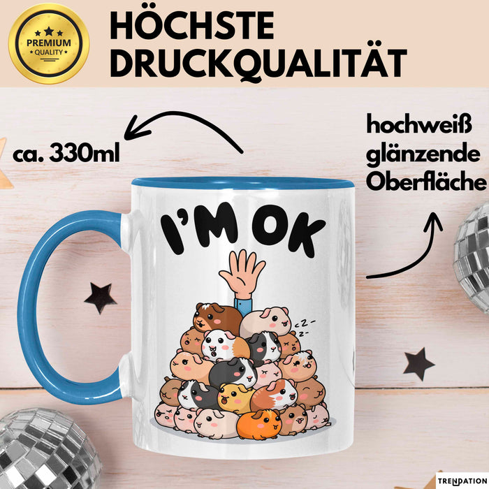 Meerschweinchen Tierliebhaber Tasse Geschenk Lustige Geschenkidee Spruch Blau Trendation