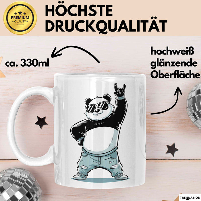 Panda Rock Musikliebhaber Musiker Tasse Geschenk Lustige Geschenkidee Spruch Weiß Trendation