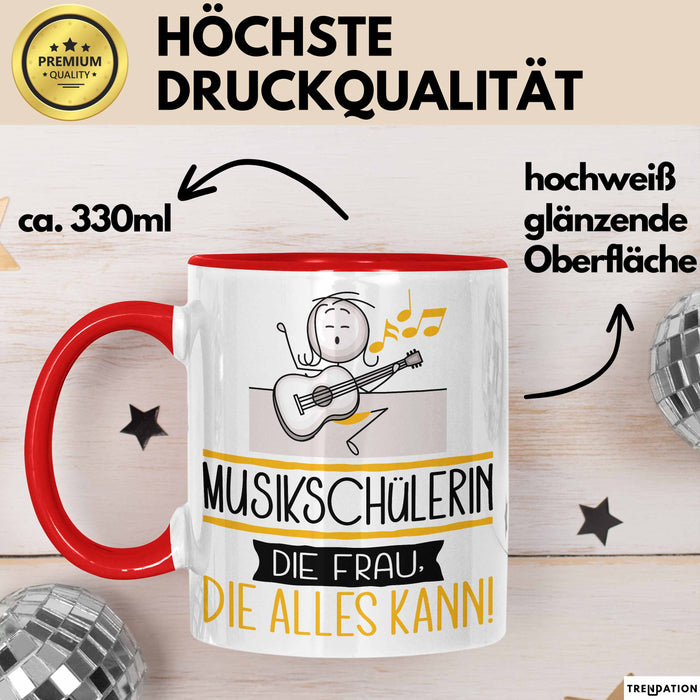 Musikschülerin Geschenk Tasse Becher Die Frau Die Allen Kann Geschenkidee für eine Musikschülerin Lustig Rot Trendation
